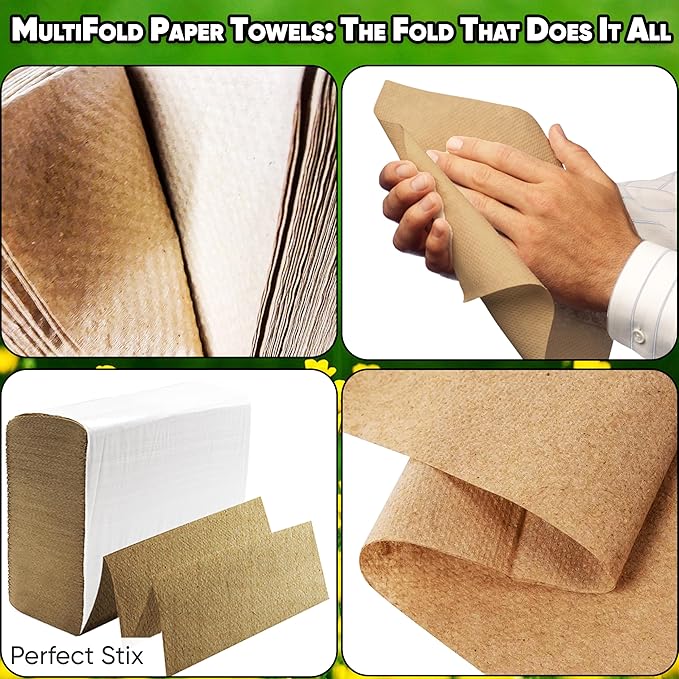 Perfect Stix Kraft MultiFold Paper Towels- Case of 2