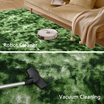 Larhom Nuttumico Fluffy Modern Area Rugs for Living Room Bedroom, 4x6 Feet Plush High Pile Dark Green Rug for Kids Girls Room Nursery Home Decor, Upgrade Non-Slip Girls Bedroom Soft Indoor Rug