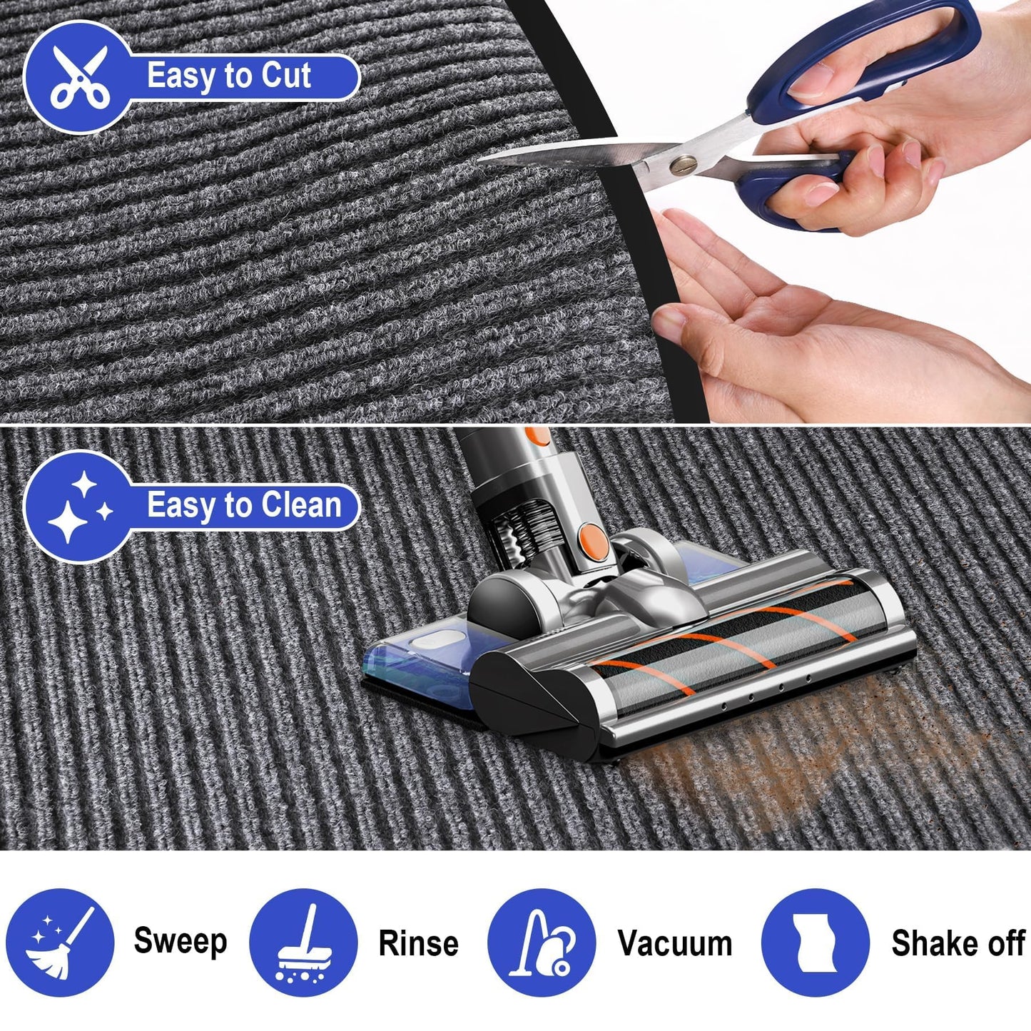 ToLanbbt Commercial Floor Mat 1.47' x 2.3' Front Door Mat Extra Large, Industrial Hallway Runner Rug Heavy Duty Outdoor Indoor Utility Mat Low Profile Entryway Carpet Non Slip Backing for Home Office