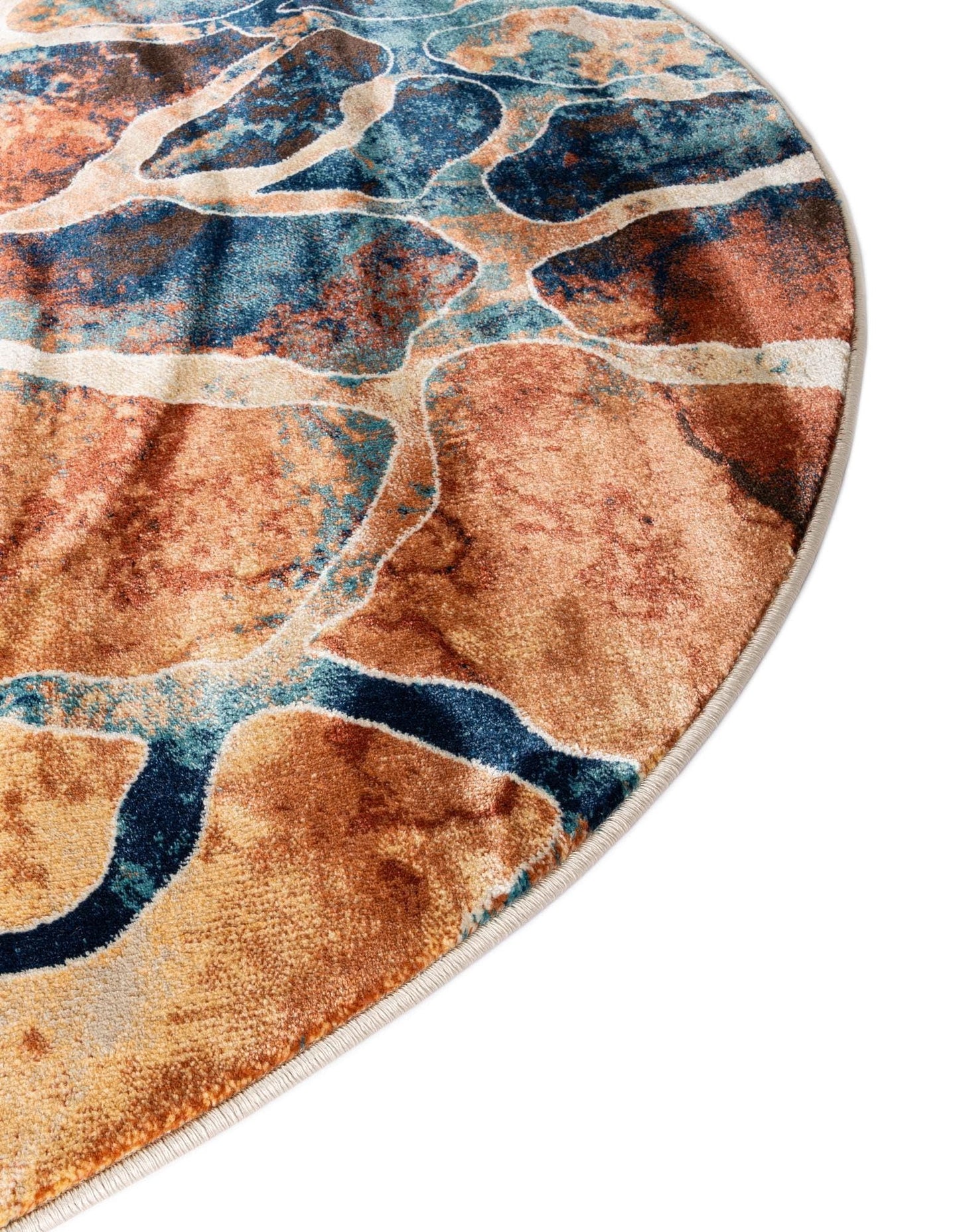 Rugs.com - Gossamer Rug – 6 Ft Round Brick Red Easy-Clean Rug – Modern Abstract Mosaic Design for Dining Rooms, Living Rooms, and Entryways
