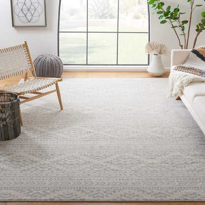 SAFAVIEH Tulum Collection Area Rug - 9' Square, Ivory & Light Grey, Moroccan Boho Tribal Design, Non-Shedding & Easy to Clean, Ideal for Living Room, Bedroom, Dining Space (TUL272G)