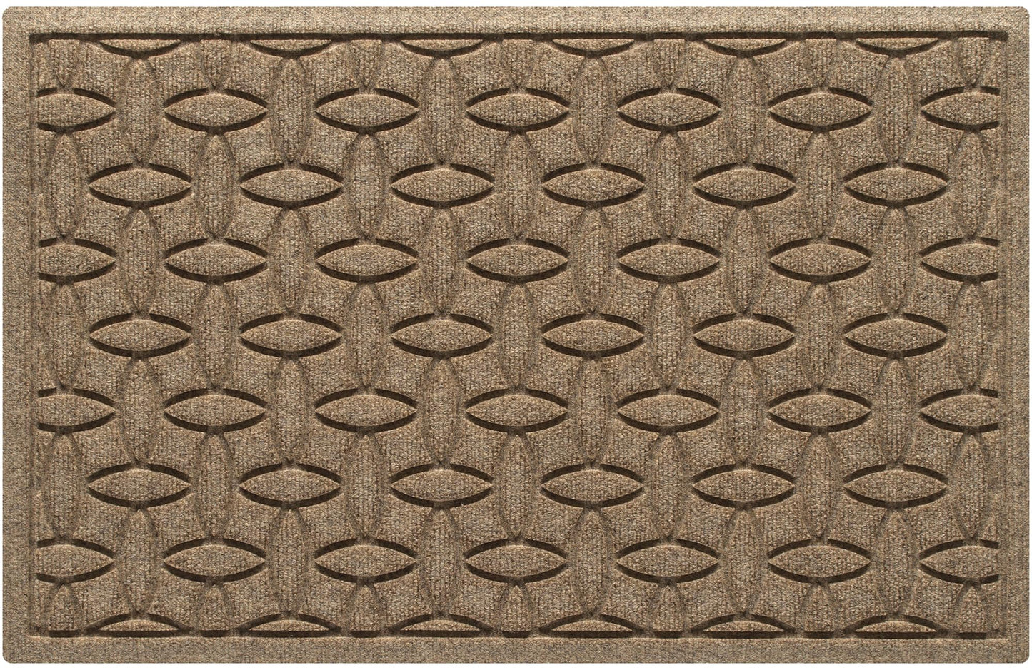 WaterHog Ellipse Front Door Mat Indoor Outdoor Entrance, Absorbent All-Weather Doormat with Non-Slip Rubber Backing, Dirt & Moisture Trapper, Low Profile, Easy Clean, Made in USA, 23"x35.5" Camel
