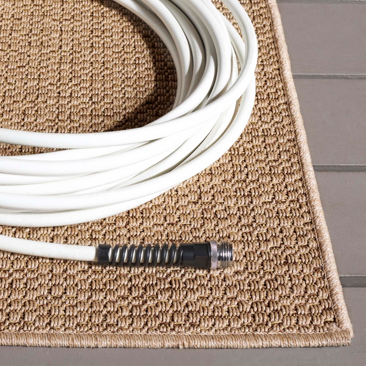 SAFAVIEH Washable Rug Outdoor Atrium Sisal Collection - 7' Square, Beige, Non-Shedding & Easy to Clean, Ideal for Patio, Backyard, Mudroom (ATM103B)