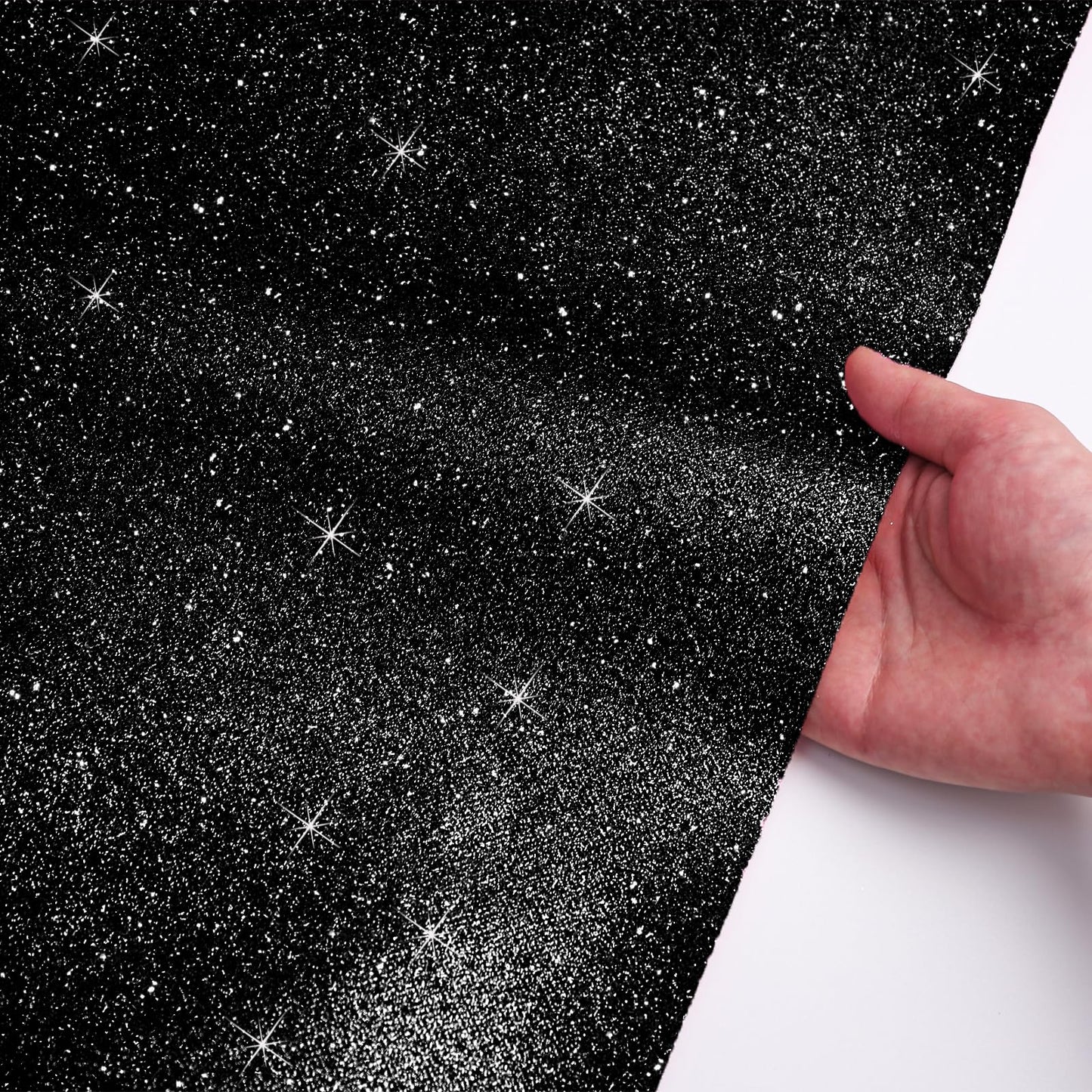 Glitter Carpet Runner for Party -200 GSM Thickness Non-Woven Fabric Runner Rug with Adhesive Tape, Hollywood Carpet for Event, Aisle Runner for Wedding Ceremony (Glitter Black, 2.6FTx15FT)