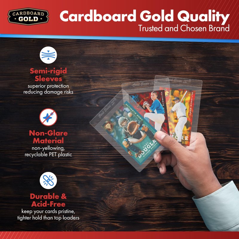 Cardboard Gold Card Saver 1-2000 Count - Semi Rigid Card Holder, Trading Card Protectors - PSA-Approved Cardsaver for Baseball, Trading, Sports Cards - Card Sleeves, Binder, & Storage Box Compatible