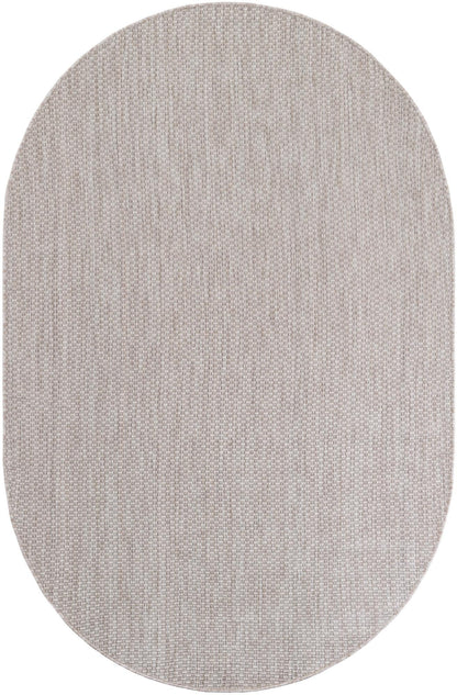Unique Loom Outdoor Solid Collection Area Rug (5' 3" x 8' Oval Beige/Ivory)