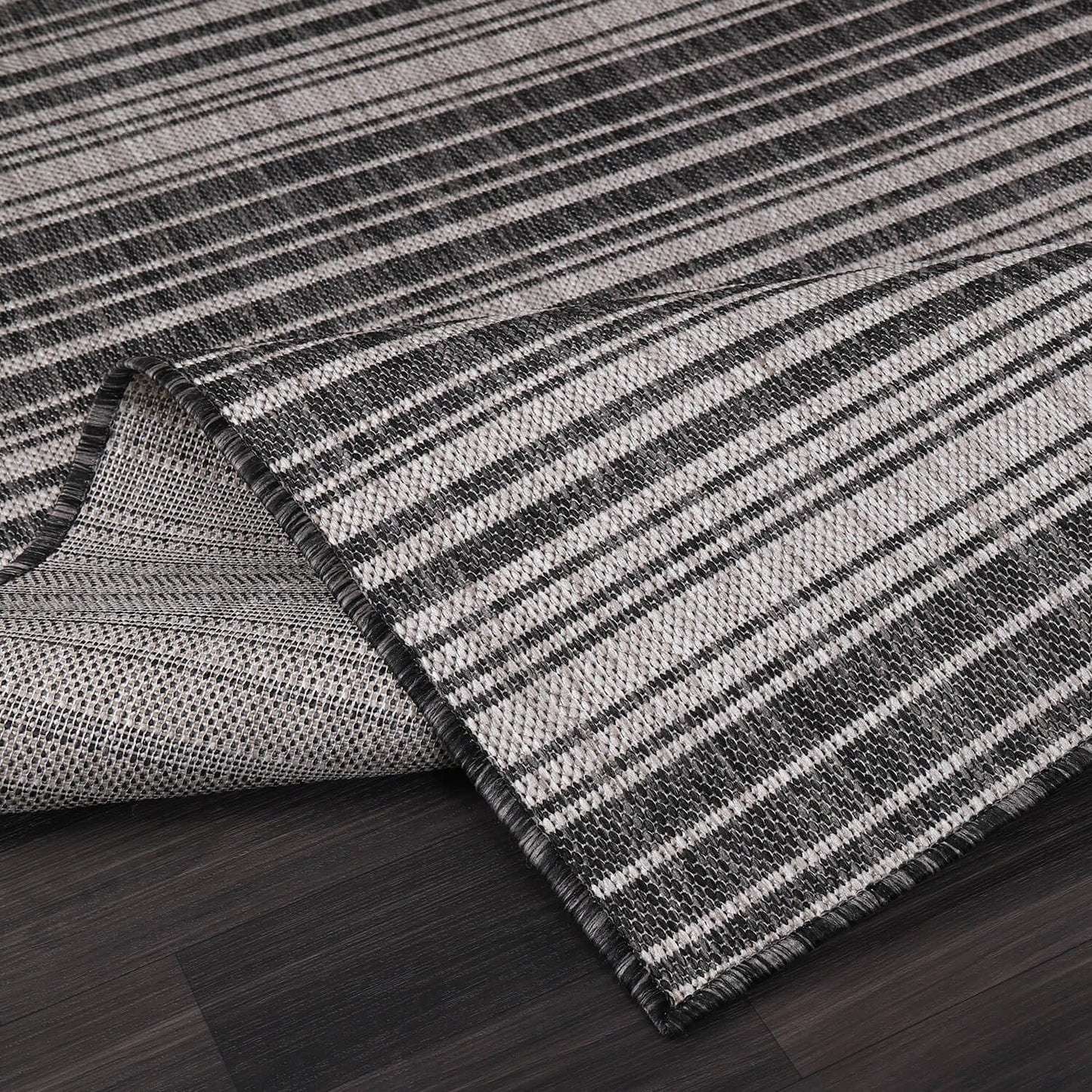 Luul Home Stripe Outdoor Rug 6x9 Washable Outside Carpet for Indoor Patio Porch Waterproof Easy Cleaning Non Shedding Area Rugs Dark Gray 6 x 9