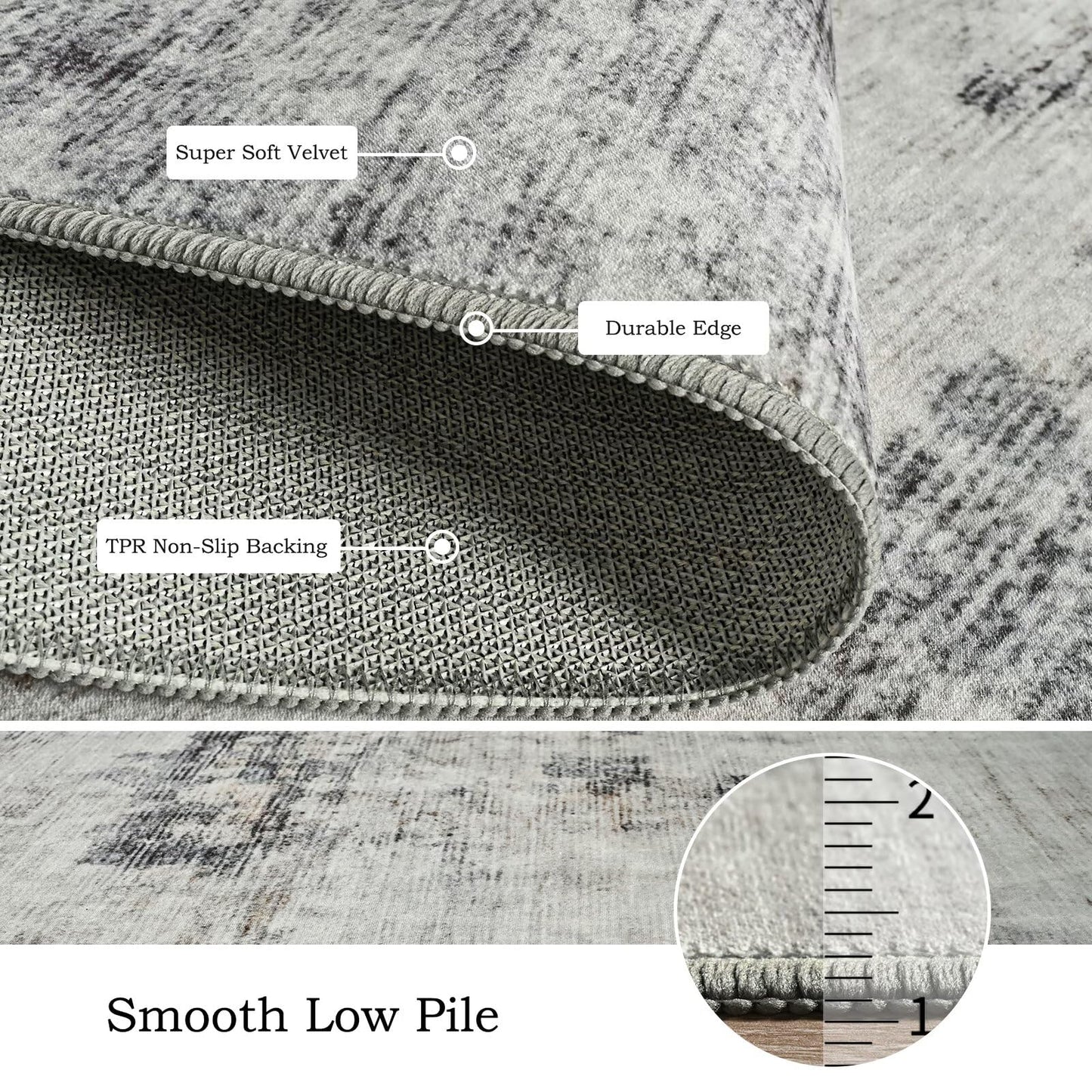Toneed Abstract Area Rug Modern Washable Rug Soft Non Slip Rug Low Pile for Bedroom Living Room Dining Room Grey/Brown 4x6 Feet