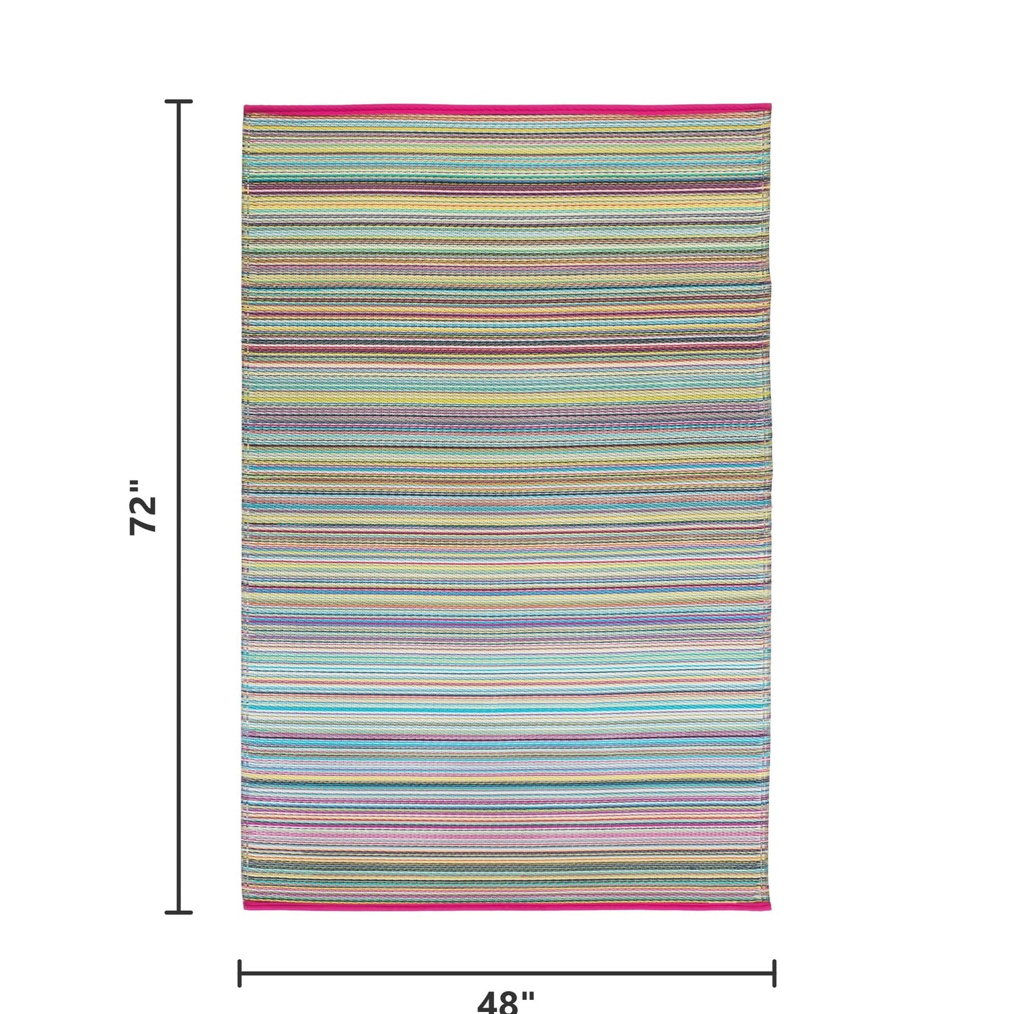 Fab Habitat Outdoor Rug - Waterproof, Fade Resistant, Crease-Free - Premium Recycled Plastic - Striped - Patio, Deck, Porch, Balcony, Laundry Room - Cancun - Candy - 4 x 6 ft