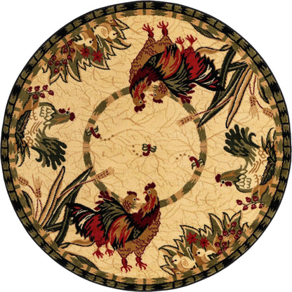 Unique Loom Barnyard Collection Area Rug - Farm (5' 3" Round, Cream/ Black)