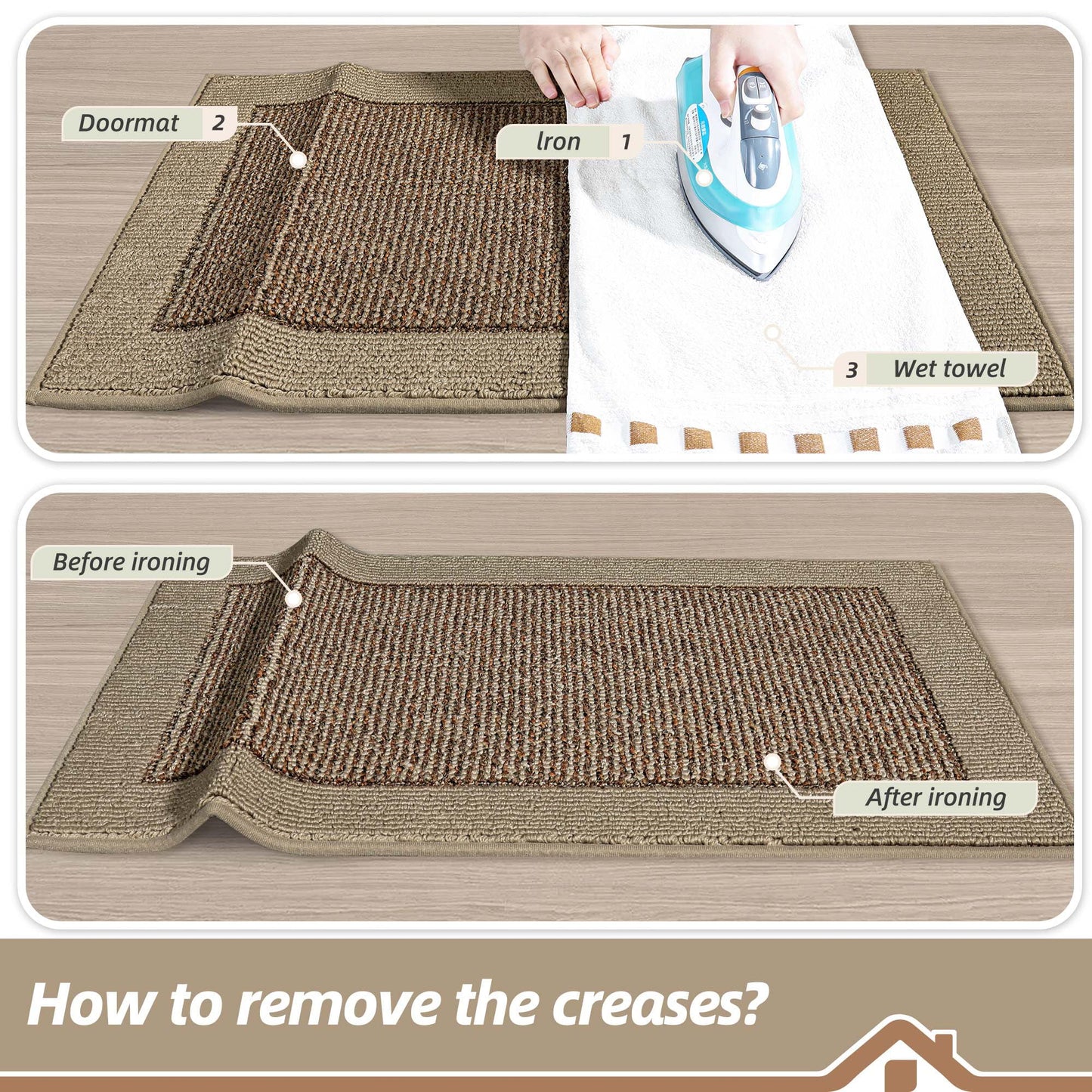 BEQHAUSE Indoor Door Mat 32" x 48", Dirt Trapper Door Mats Non-Slip Entryway Rugs Washable, Trap Dirt Absorbent Welcome Mat, Low Profile Floor Mats for Front Back Door and Entryway, Taupe