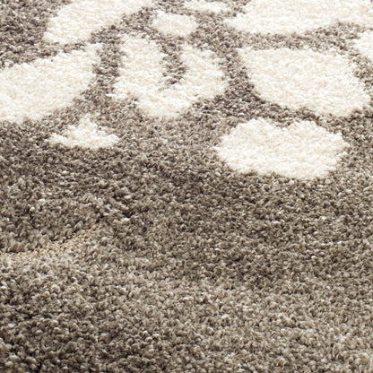 SAFAVIEH Florida Shag Collection Area Rug - 9'6" x 13', Smoke & Beige, Floral Design, Non-Shedding & Easy to Clean, High-Low Plush Pile, Ideal for Living Room, Bedroom, Dining Space (SG464-7913)