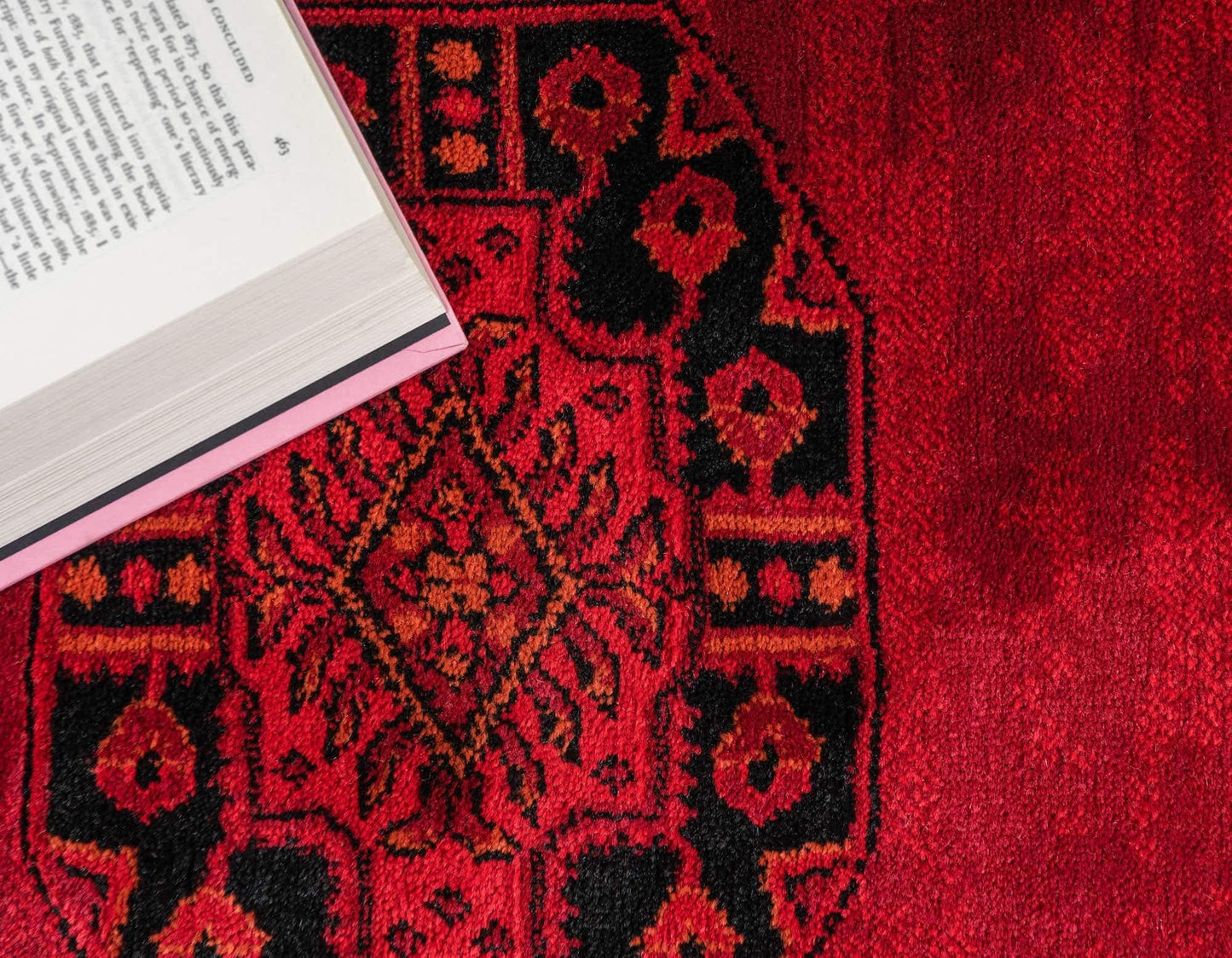 Unique Loom Tekke Collection Over-Dyed Saturated Traditional Torkaman Area Rug (6' 0 x 9' 0 Rectangular, Red/Black)