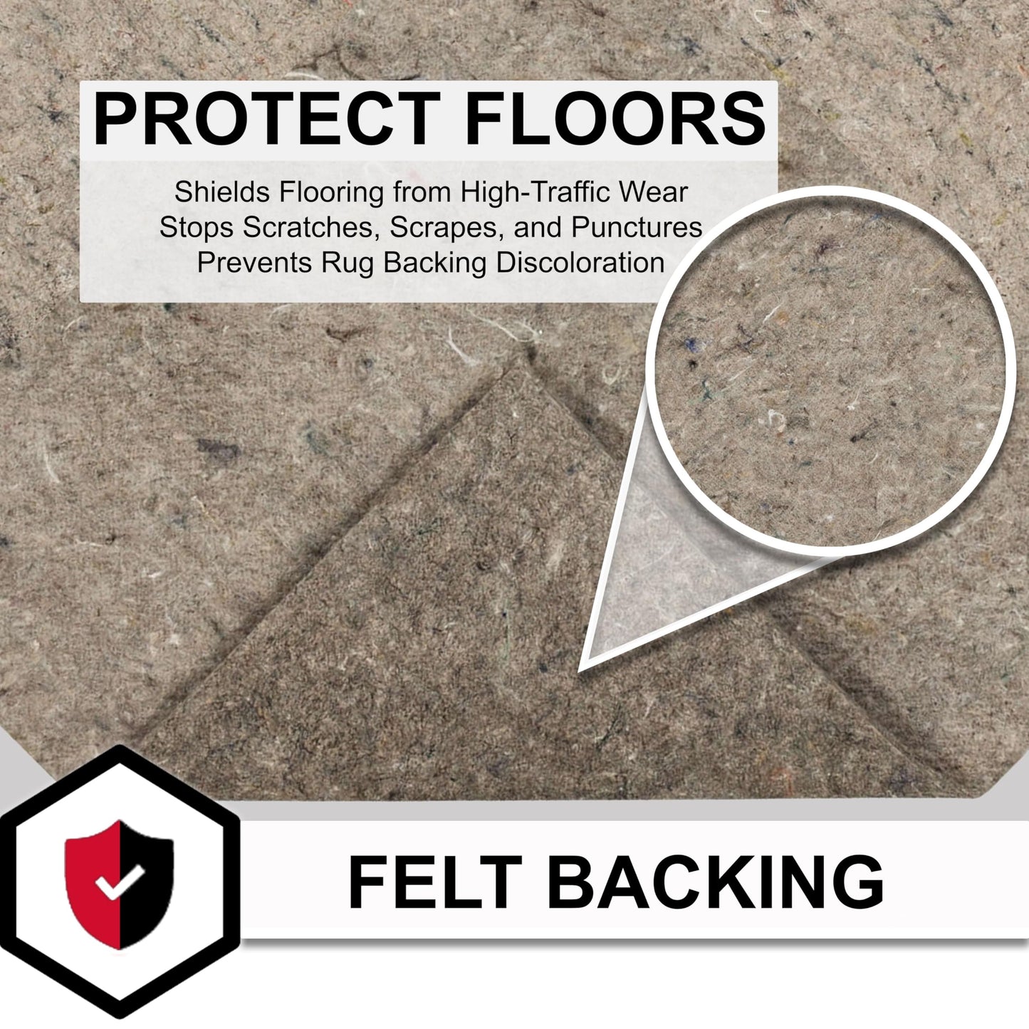 Mohawk Home Felt Rug Pad 4' x 6' - 1/4 Inch Thick Cushion for Area Rugs, Protective Underlay for Hardwood Floors, Comfort and Insulation – Felt Only Pad