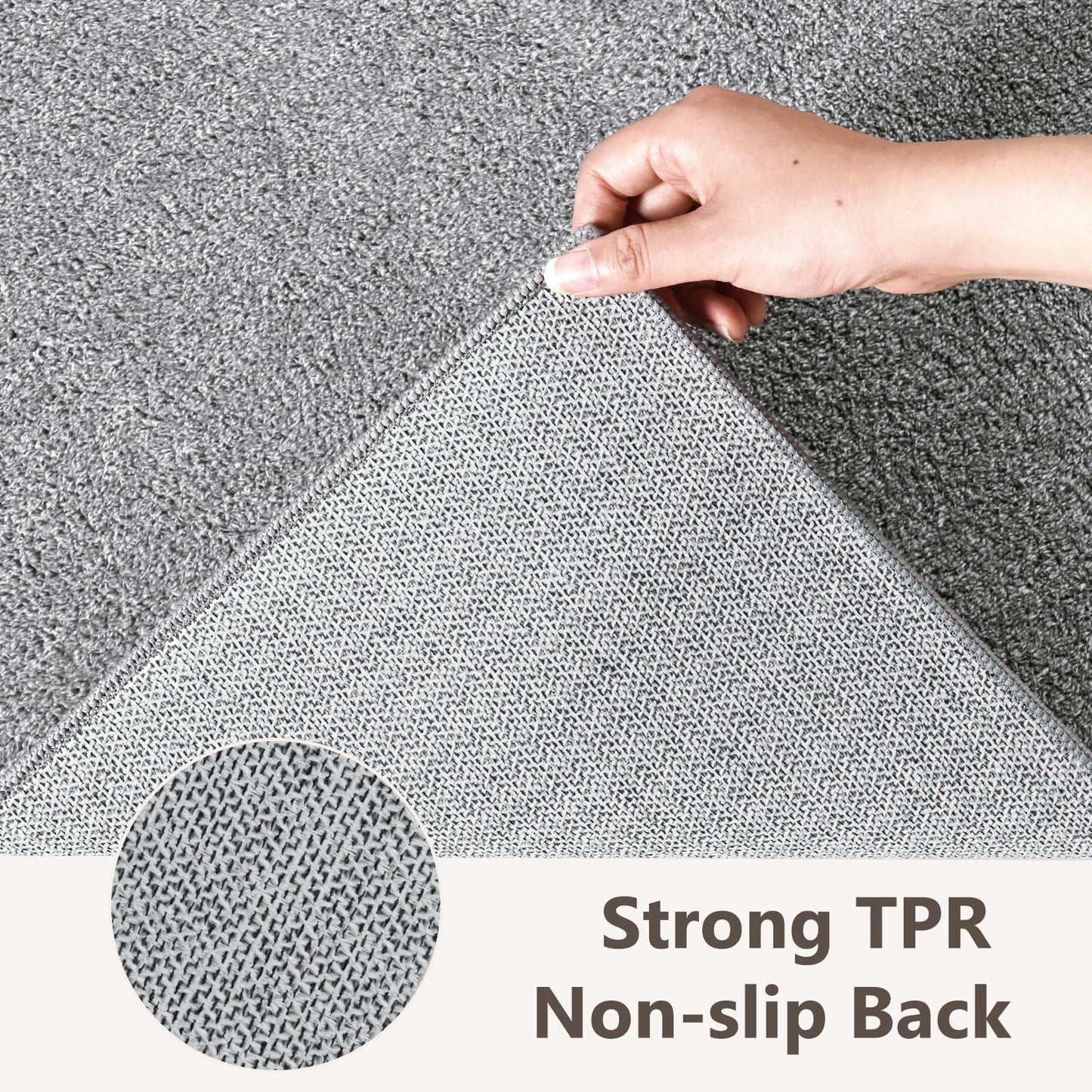 2x6 Washable Runner Rug for Hallway Kitchen Bedroom, Low-Pile Non-Slip Thin Area Rug for Entryway Bathroom, Indoor Carpet for Bedside Laundry Living Room Home Decor (Grey)