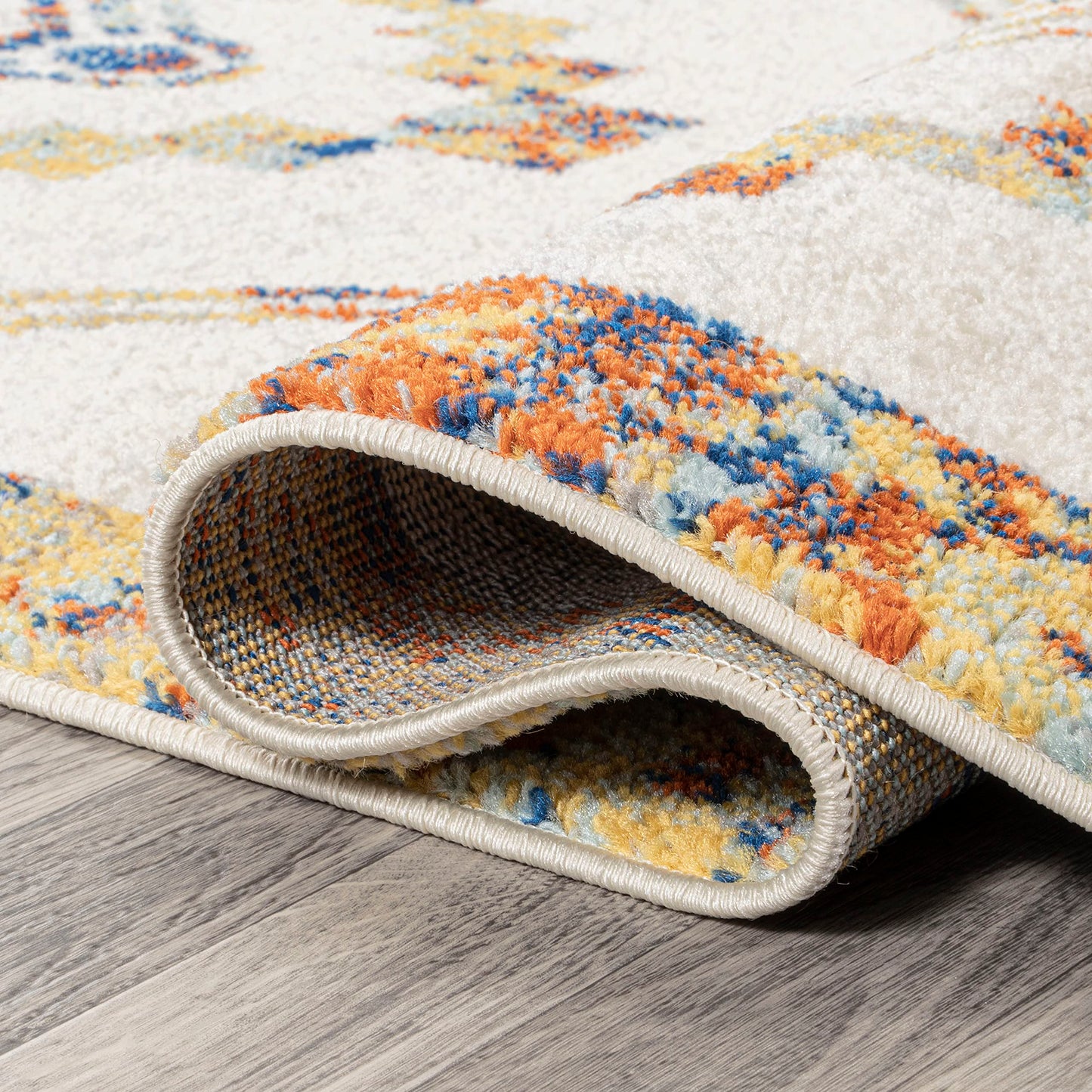 JONATHAN Y Amir Moroccan Beni Souk Ivory/Blue/Orange Indoor Area Rug, 3x5, Bohemian, Scandinavian, Easy-Cleaning for Living Room, Bedroom, Kitchen, Pet Friendly, Non-Shedding (MOH200E-3)