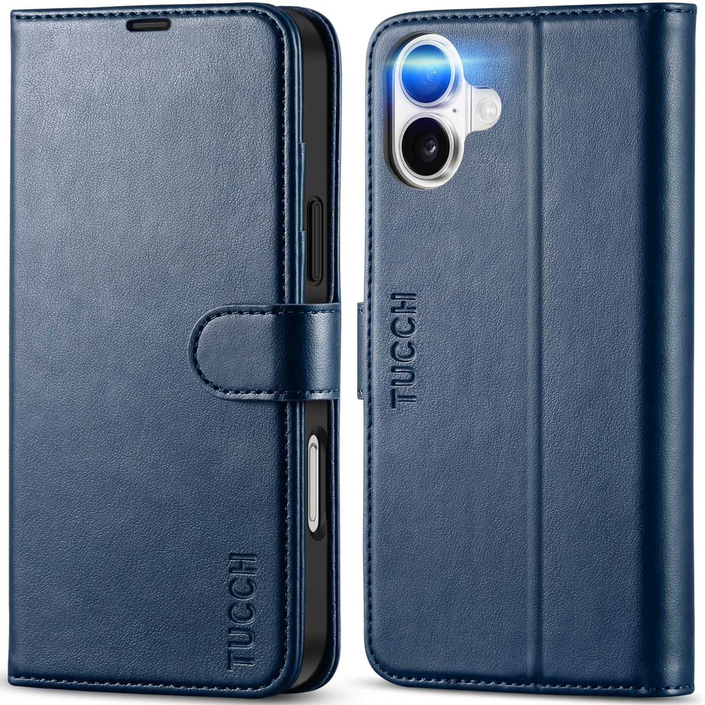 TUCCH Case for iPhone 16 Plus Case Wallet, [TPU Shockproof Inner Shell], PU Leather [RFID Blocking] 4 Card Holder Magnetic Stand Protective Cover Compatible with iPhone 16 Plus 5G 2024, Dark Blue