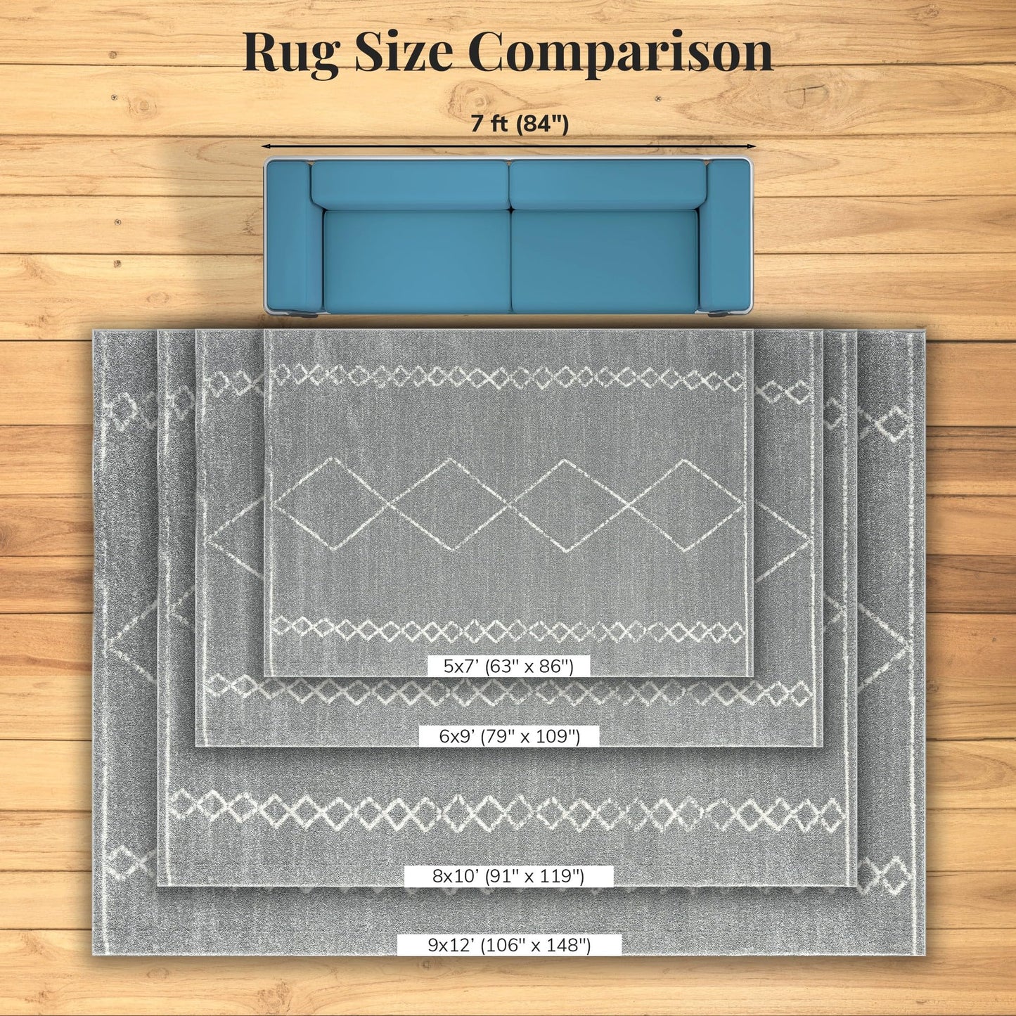 LUXE WEAVERS Daphnes Grey 8x10 Boho Moroccan Geometric Area Rug 2735