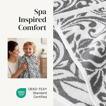 Modern Threads Trefoil Filigree 6-Piece 100% Cotton Towel Set – Reversible Yarn