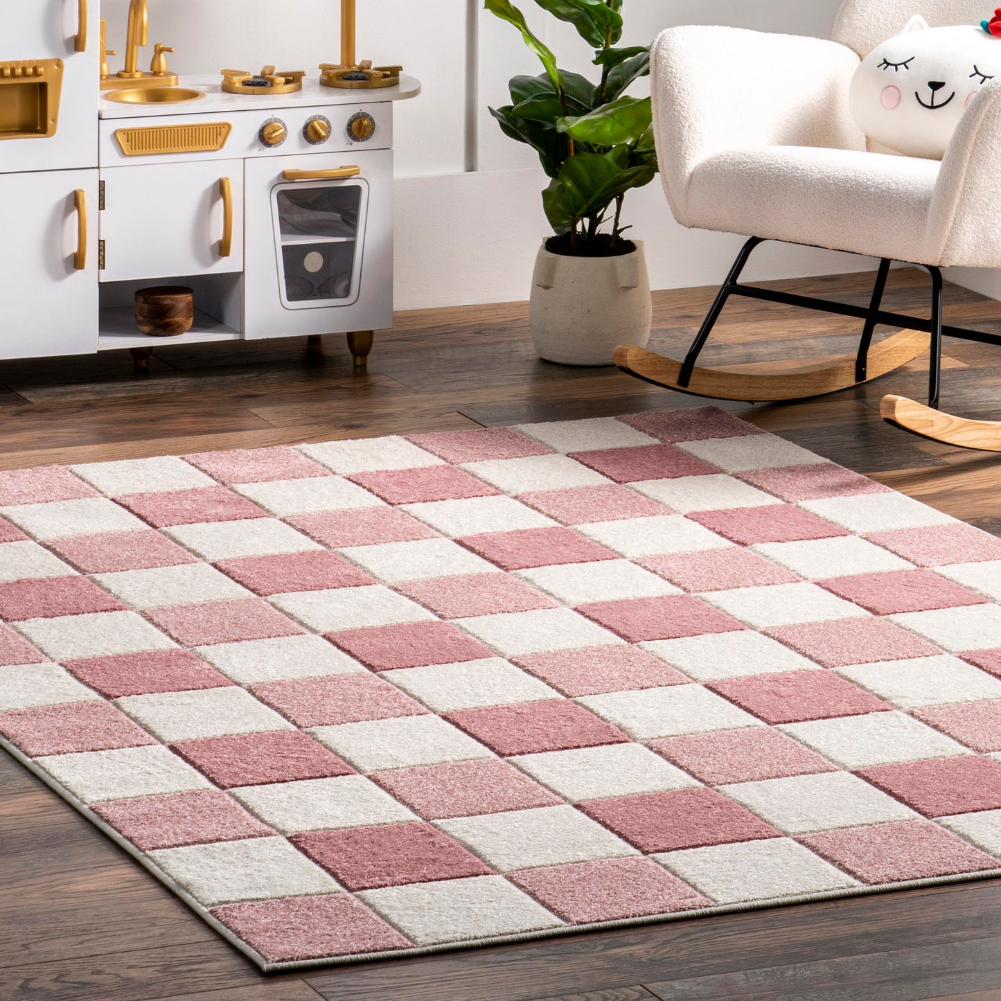 nuLOOM Aubrey Checkered Kids Area Rug, 4x6, Pink