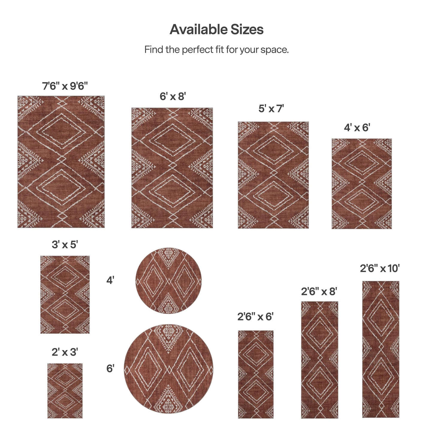 ReaLife Rugs Machine Washable Area Rug Runner - Living Room Bedroom Bathroom Kitchen Entryway Office - Padded Low Pile Stain Resistant Premium - Moroccan Diamond Tribal - Jax - Orange 2'6" x 8'