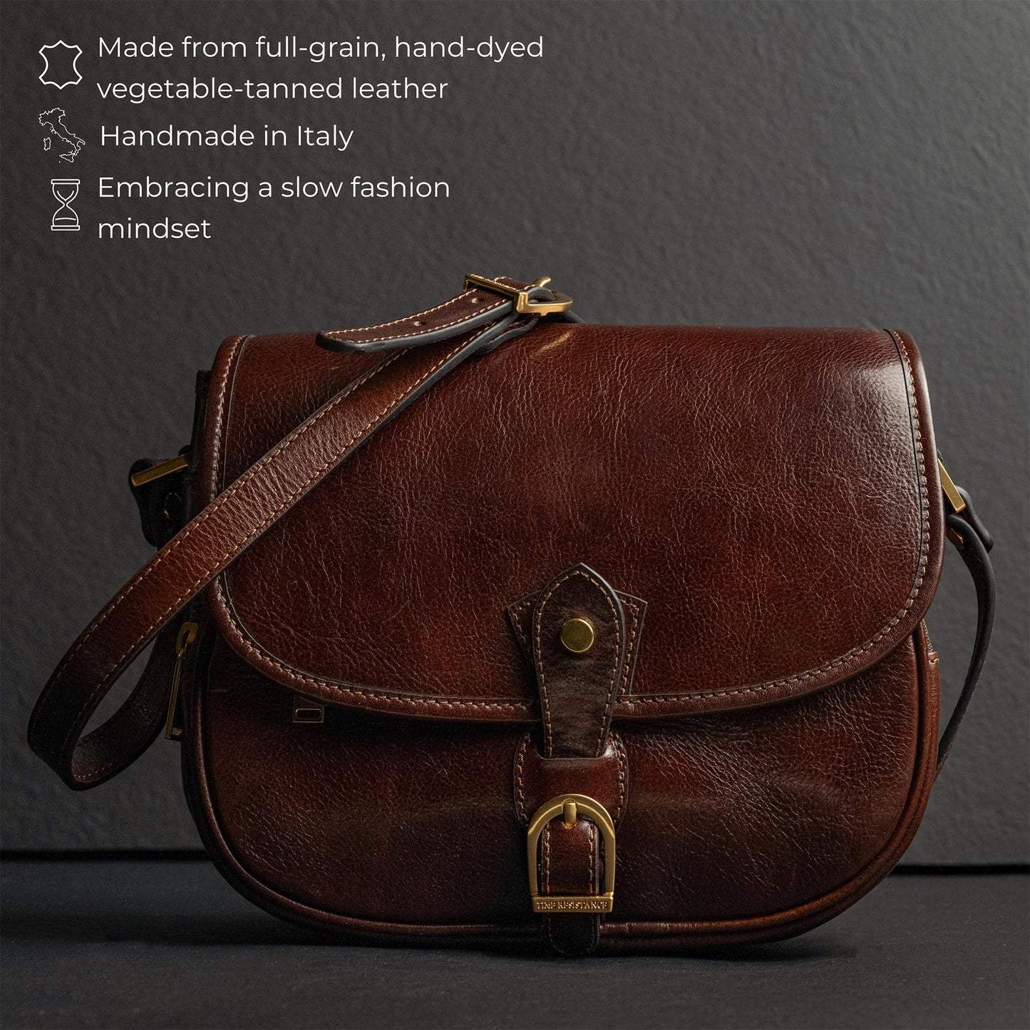 Time Resistance Leather Crossbody Bag for Women - Handbag, Shoulder Bag, Messenger, Purse (Brown) - Gift Box Included