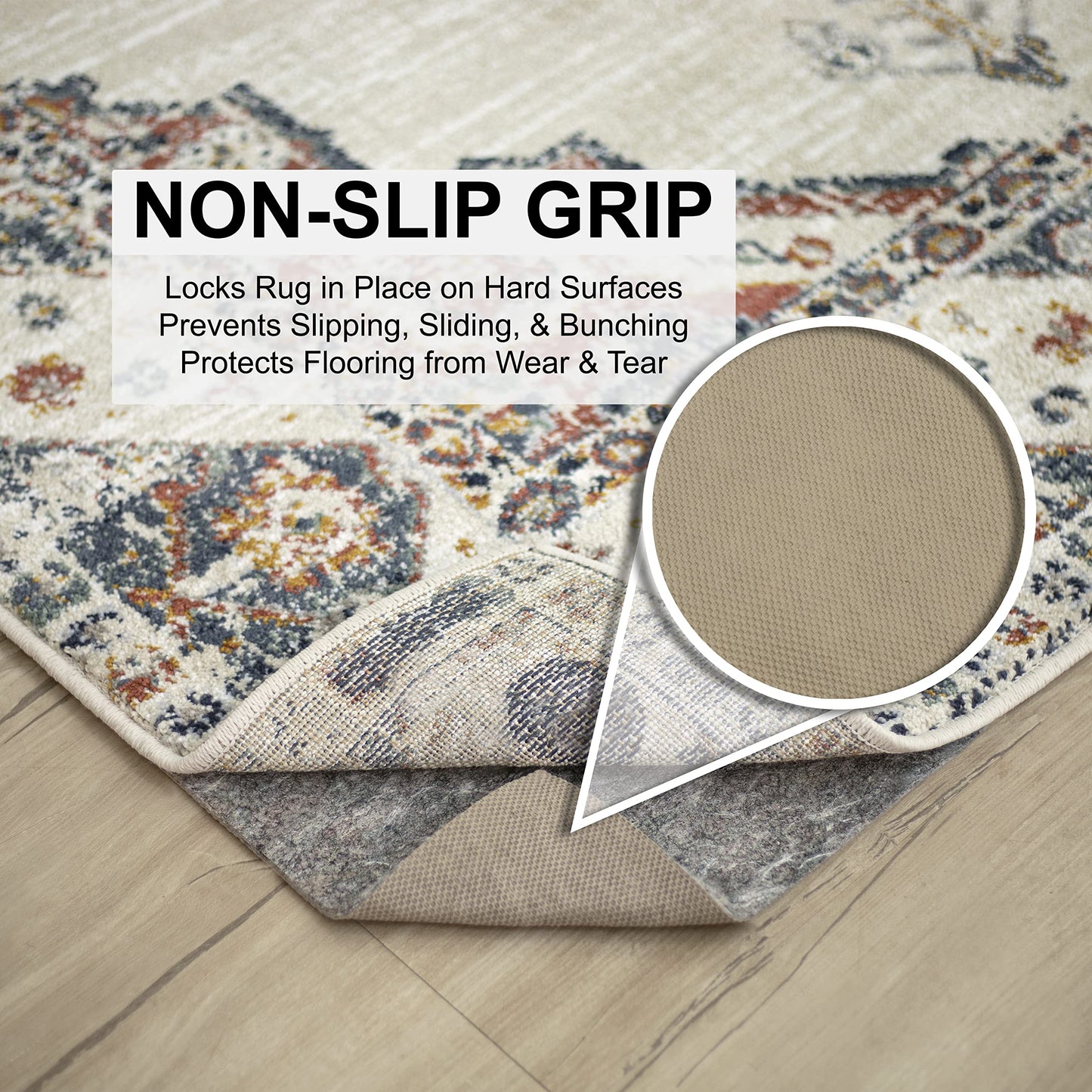 Mohawk Home Non Slip Rug Pad 8' x 10' - 1/4" Thick Felt + Latex Rubber Gripper - Dual Surface Cushion for Hardwood, Carpet, Tile Floors, Made in USA