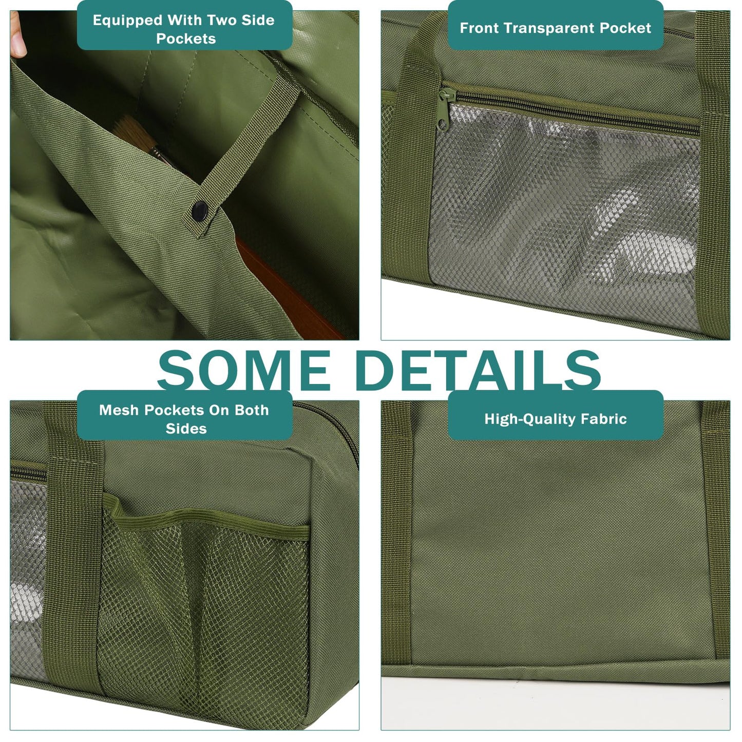 Frjjthchy Grill Tool Storage Bag, Large Grill Utensil Storage Caddy with Pockets, Portable Grill Accessory Storage Bag for Outdoor Camping & BBQ (Green)