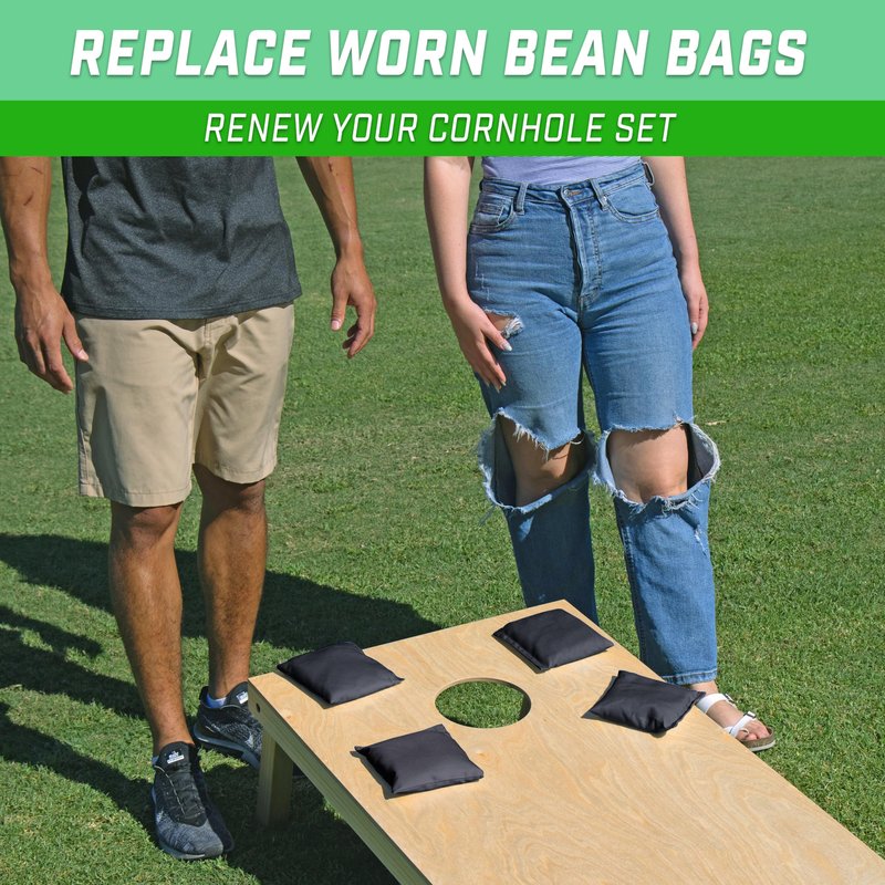 GoSports Cornhole Bean Bags Set of 4 - Regulation All Weather - Classic Black