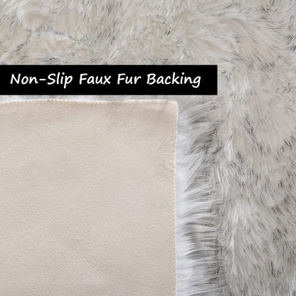 Goolela Fluffy Faux Sheepskin Fur Rug 4x6 White with Grey Tips Fuzzy Furry Plush Rug for Bedroom Living Dining Room Office Soft Shaggy Carpet Rectangle