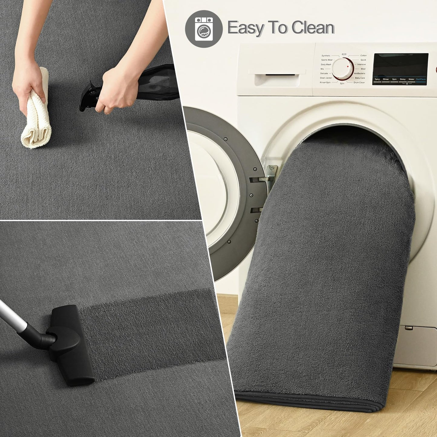 Vasofe Grey Soft Rugs for Bedroom, 3x5 Washable Non Slip Area Rug, Modern Indoor Memory Foam Thickened Carpets for Living Room Boys Girls Room Playroom Nursery 36x60 Inch Mat Home Decor