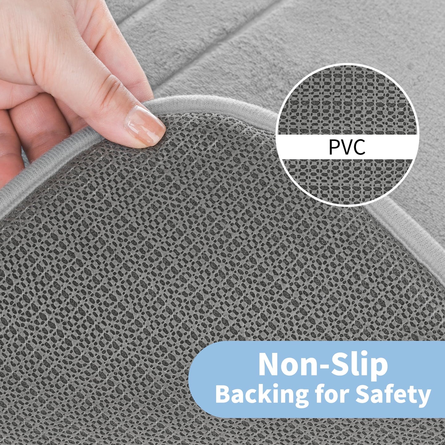 Cupic Cupid Super Soft Memory Foam Bath Mats for Bathroom Floor Shower & Tub, Grey Bathroom Rugs Non Slip Washable, Water Absorbent Bath Rugs, Quick Dry Bath Carpet for Decor 24" x 16"