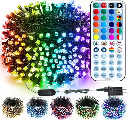 BrizLabs RGBW Christmas Lights, 98.5FT 300 LED Color Changing String Lights with Remote, Warm White Christmas Light, Twinkle Mini Light Dimmable Xmas Tree Light for Indoor Outdoor Xmas Halloween Party