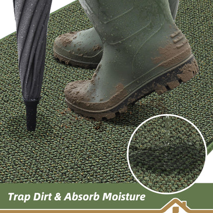 BEQHAUSE Dirt Trapper Door Mat 20" x 32", Non-Slip Washable Doormats Entrance Mat, Dirt Resistant and Absorbent Welcome Mat, Low Profile Floor Mats for Front Back Door and Entryway, Green