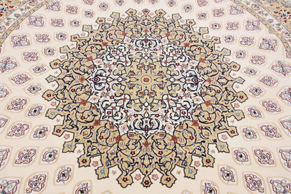 Unique Loom Narenj Collection Classic Traditional Textured Medallion Pattern Design Area Rug, 10' 0" x 10' 0", Ivory/Tan