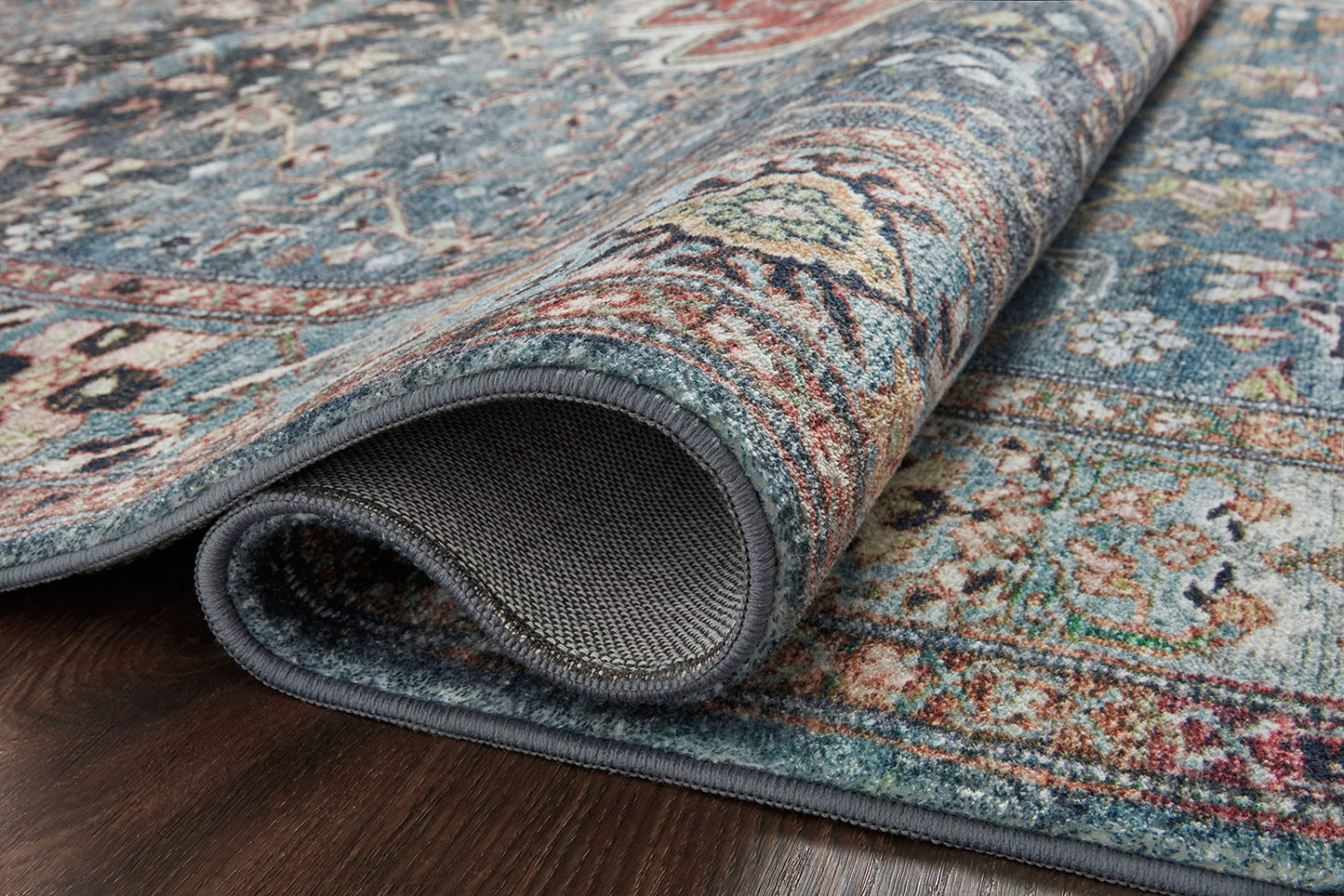 Loloi Margot Collection MAT-05 Ocean/Brick 2'-6" x 7'-6" Runner Rug feat. CloudPile, No-Shed Easy Clean Large Patterned Area Rug for Living Room, Bedroom, Dining Area