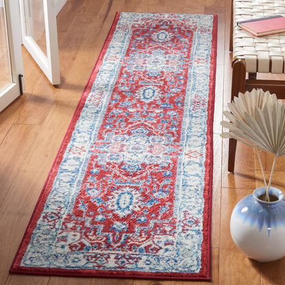 SAFAVIEH Brentwood Collection 2' x 8' Red/Beige BNT851Q Medallion Distressed Non-Shedding Entryway Foyer Living Room Bedroom Kitchen Runner Rug