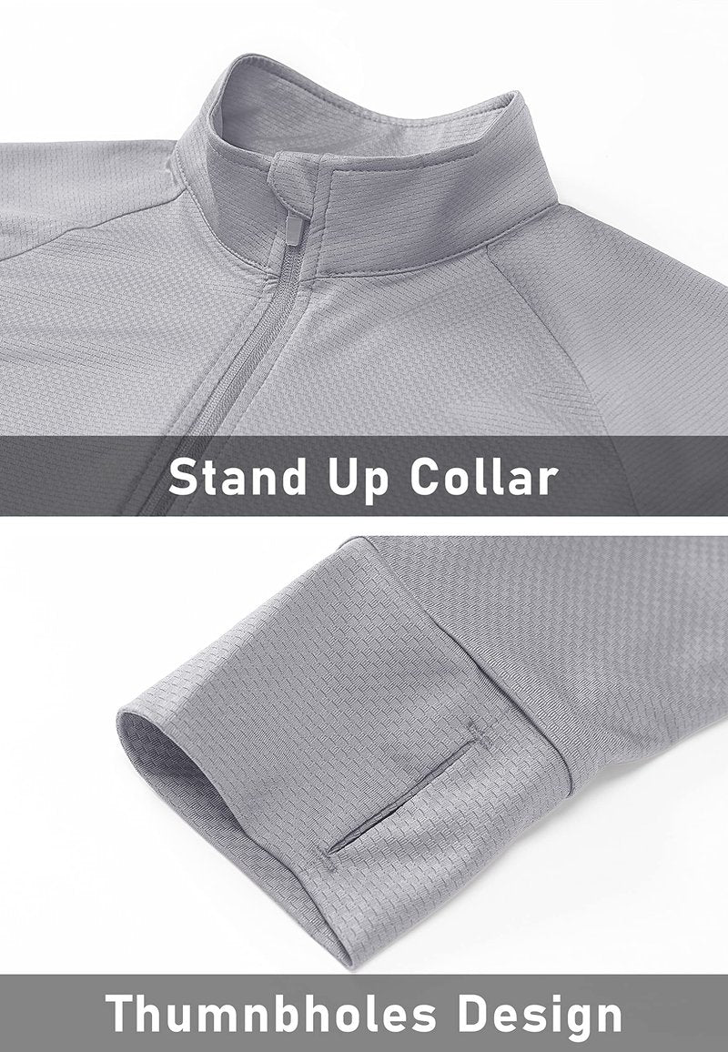 MAGCOMSEN Lightweight Jacket for Women UV Protection Long Sleeve Shirts Quick Dry Running Hiking Shirts Light Grey L