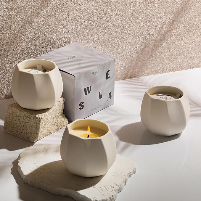 Scented Candle for Home Scented, Luxury Ceramic Candle Jar for Women & Men, Natural Soy Candle for Home Décor, Lemon & Lavender Spa