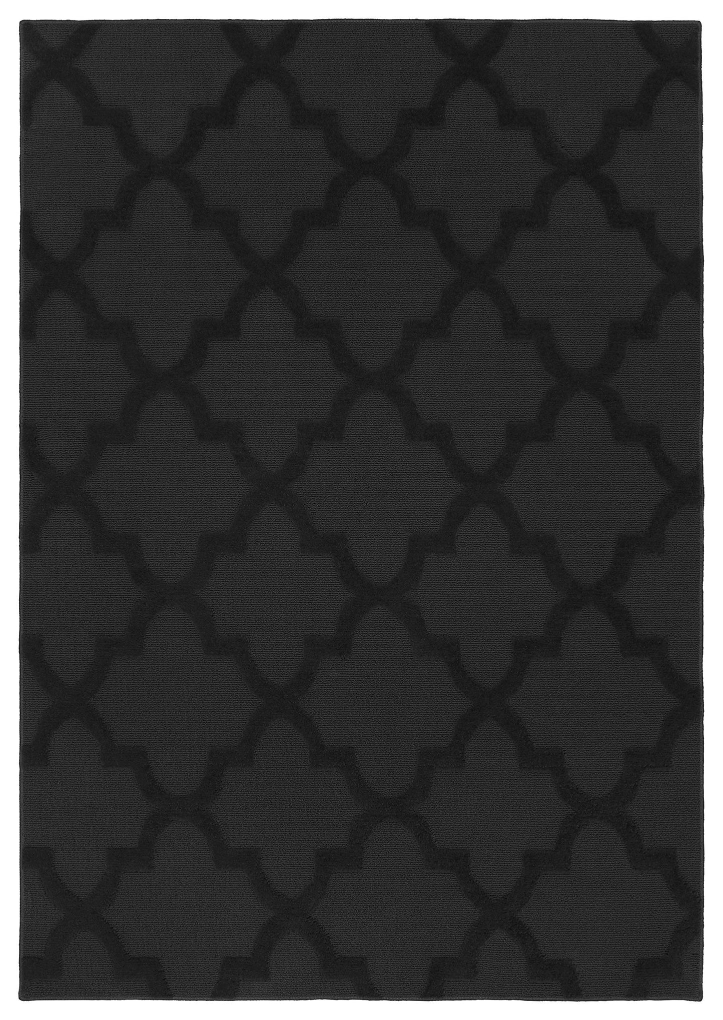 Garland Rug Quatro Black 5' x 7' Cut-Loop Trellis Area Rug –Soft, Comfortable, Stylish & Budget-Friendly Rug in a Beautiful Solid Black