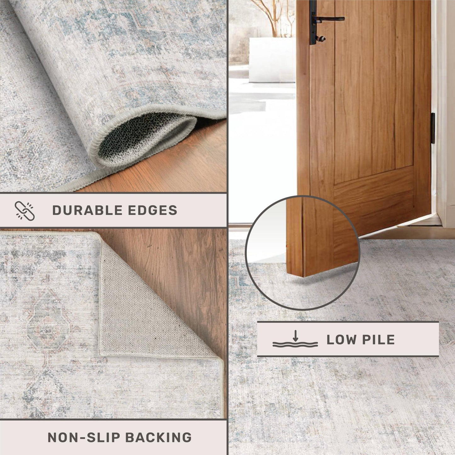 Hazo Haus Blue Abstract Rug for Dining Room - 5x8 Modern Area Rug for Home Office, Foyer, Bedroom, Low Pile & Lightweight