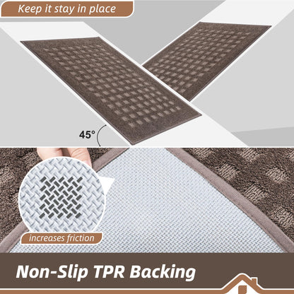 BEQHAUSE Dirt Trapper Door Mats 24"x36", Non-Slip Waffle Doormat Indoor Entrance Low-Profile, Dirt Resist and Absorbent Entryway Rugs Washable Inside Welcome Floor Mat for Front Back Door, Brown