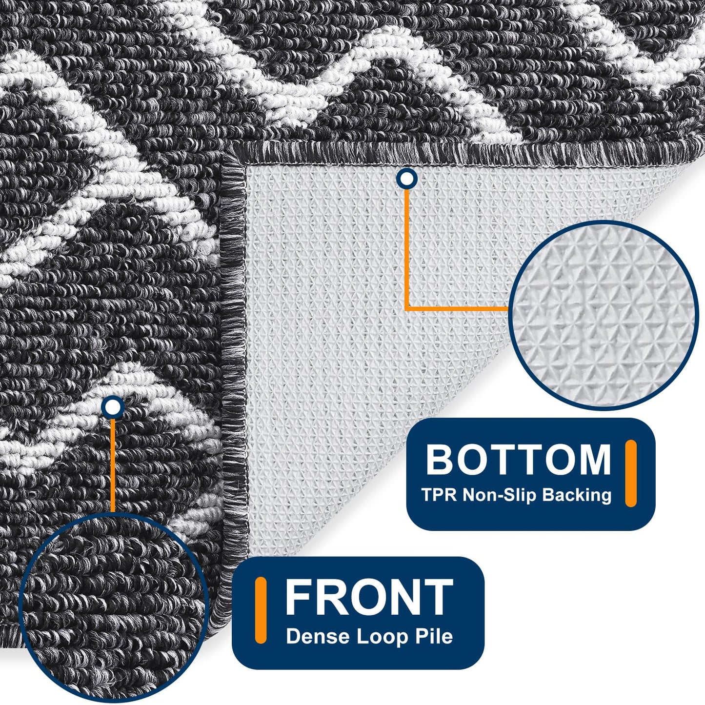 OLANLY Front Door Mat, Non-Slip Rubber Backing, Dirt Resistant and Absorbent, Washable, Easy to Clean Low-Profile Indoor Doormat for Back Door, Entryway, Inside Entrance, 71x47, Black