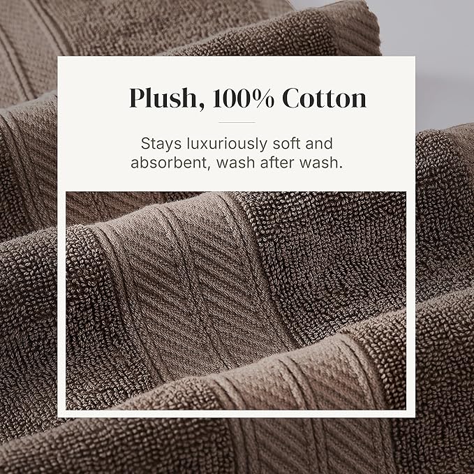 Modern Threads Trefoil Filigree 6-Piece 100% Cotton Towel Set – Reversible Yarn