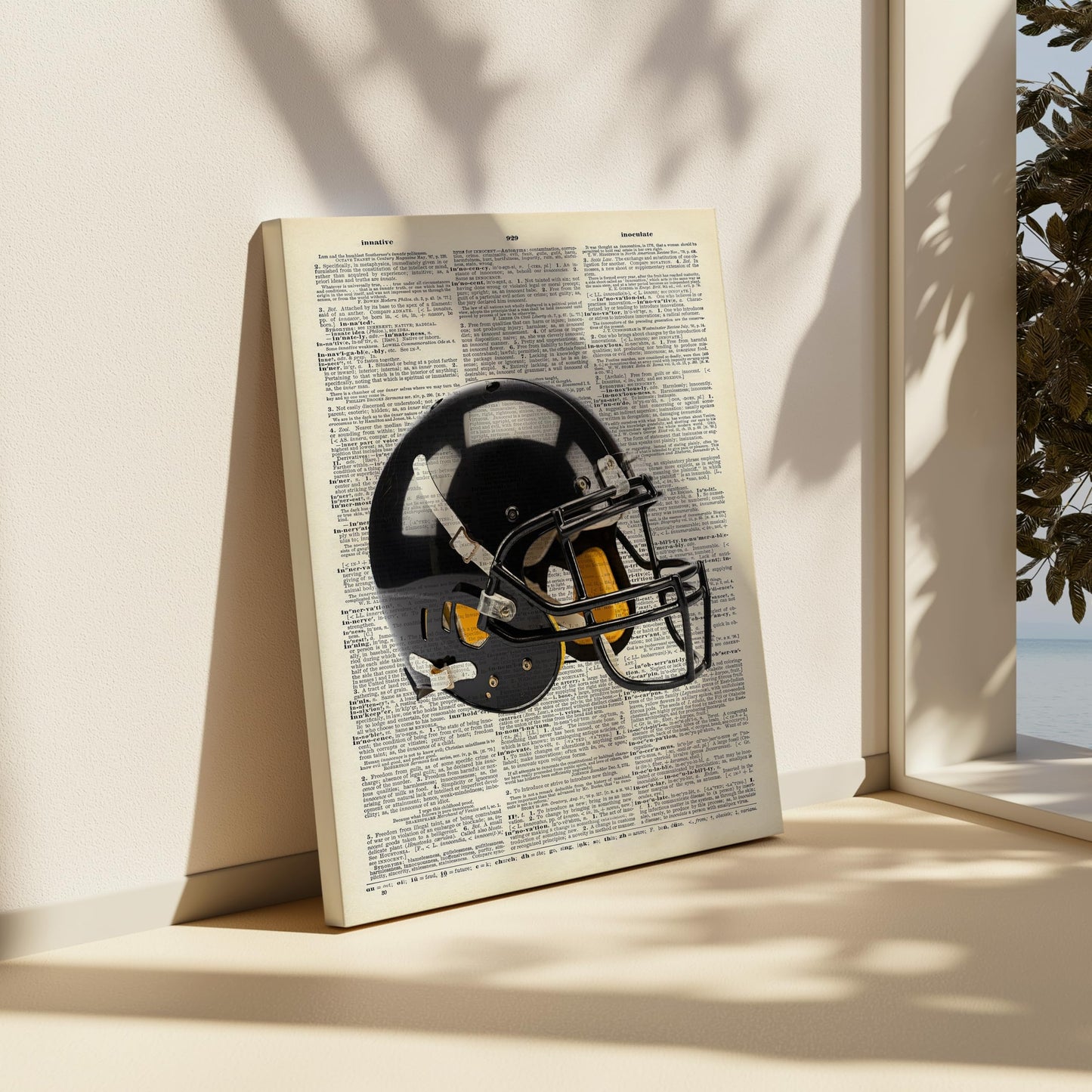 Poster Master 2-Piece Football Canvas - Sports Print - Ball, Helmet & Game Art - Physical Education Wall Design - Dictionary Art - Great Gym or Office Wall Decor - Available in 8x10 to 30x40