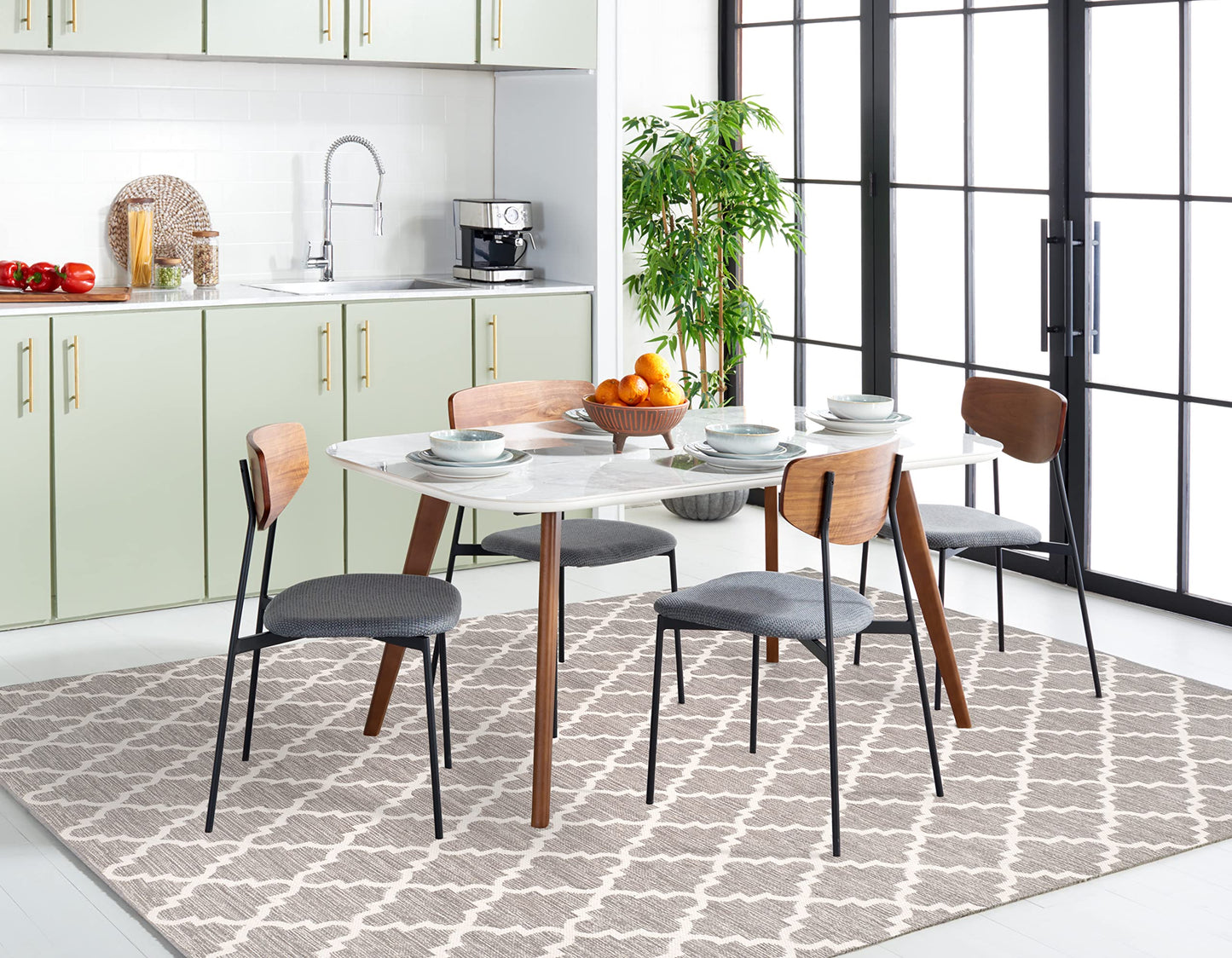 SAFAVIEH Area Rug 8x10 - Montauk Collection - Large - Grey & Ivory, Handmade Cotton, Trellis Pattern, Ideal for Living Room, Bedroom, Office, Dining Space (MTK810A)