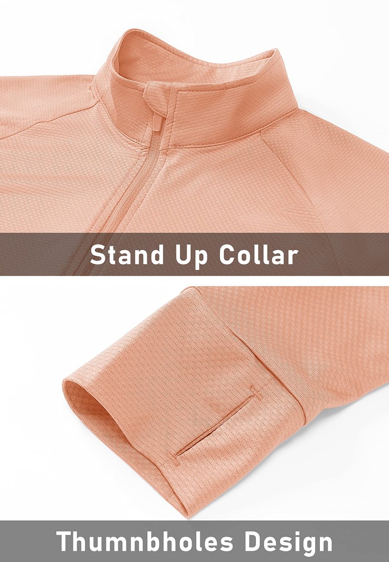 MAGCOMSEN UPF 50+ Sun Protection Long Sleeve Hiking Jackets Quick Dry Performance Athletic Workout Jacket with Thumb Holes Apricot S