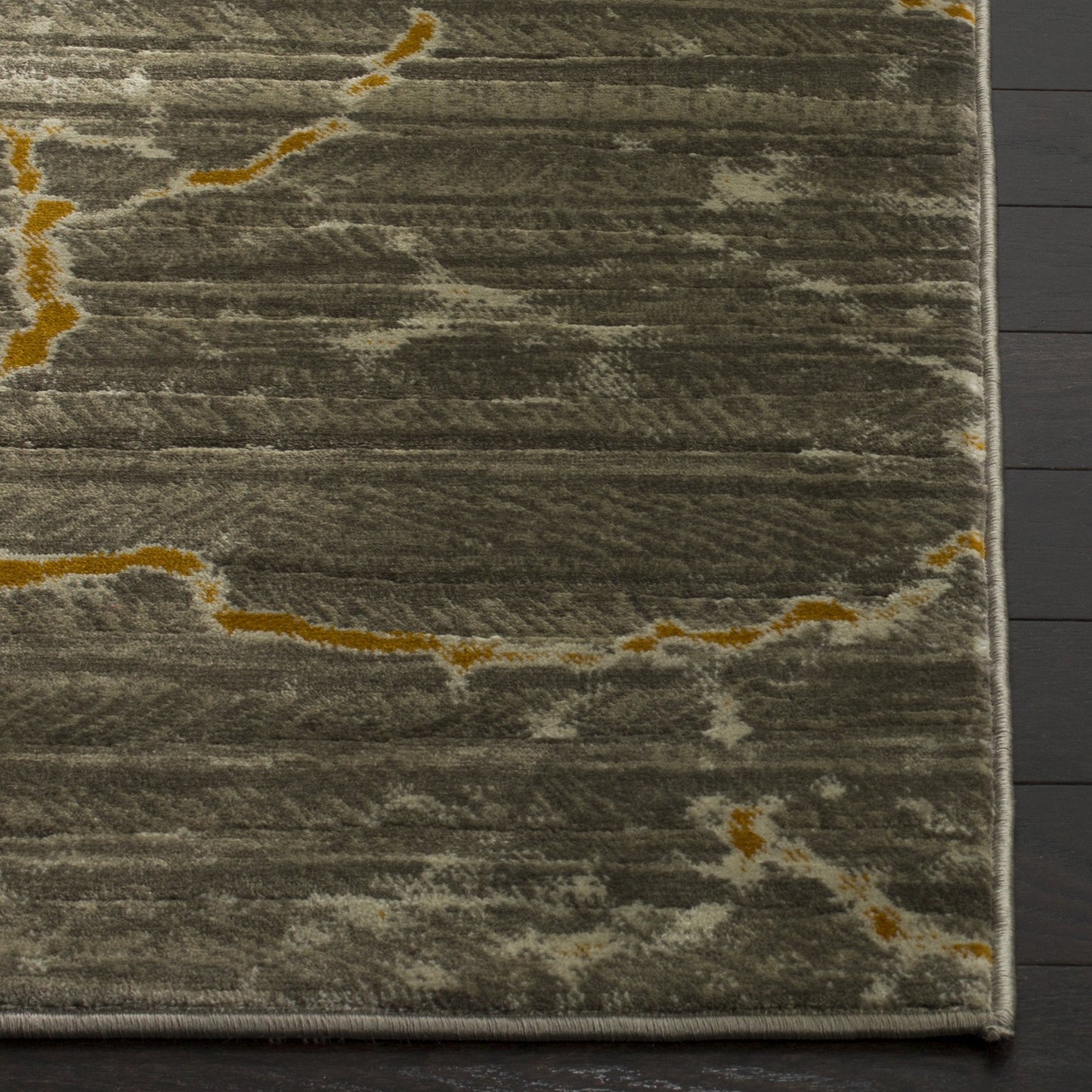 SAFAVIEH Porcello Collection Accent Rug - 4'1" x 6', Dark Grey & Yellow, Modern Abstract Design, Non-Shedding & Easy Care, Ideal for High Traffic Areas in Entryway, Living Room, Bedroom (PRL7738C)