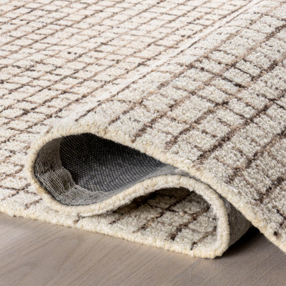 Rugs USA Melrose Cream, 7'6" x 9'6", Handmade, Checked, Wool, Soft and Cozy, High Traffic, Stain Resistant, Easy Clean, Durable Area Rug for Bedroom, Living Room, Dining, Den, Entryway