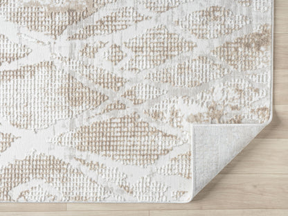 RUGGERRUGS Adel Modern Area Rug for Living Room, 5x7 Rustic Distressed Abstract Beige Neutral Rug, Medium Pile Stain Resistant Carpet for Bedroom, Dining Room or Kitchen (5' x 7', Beige)